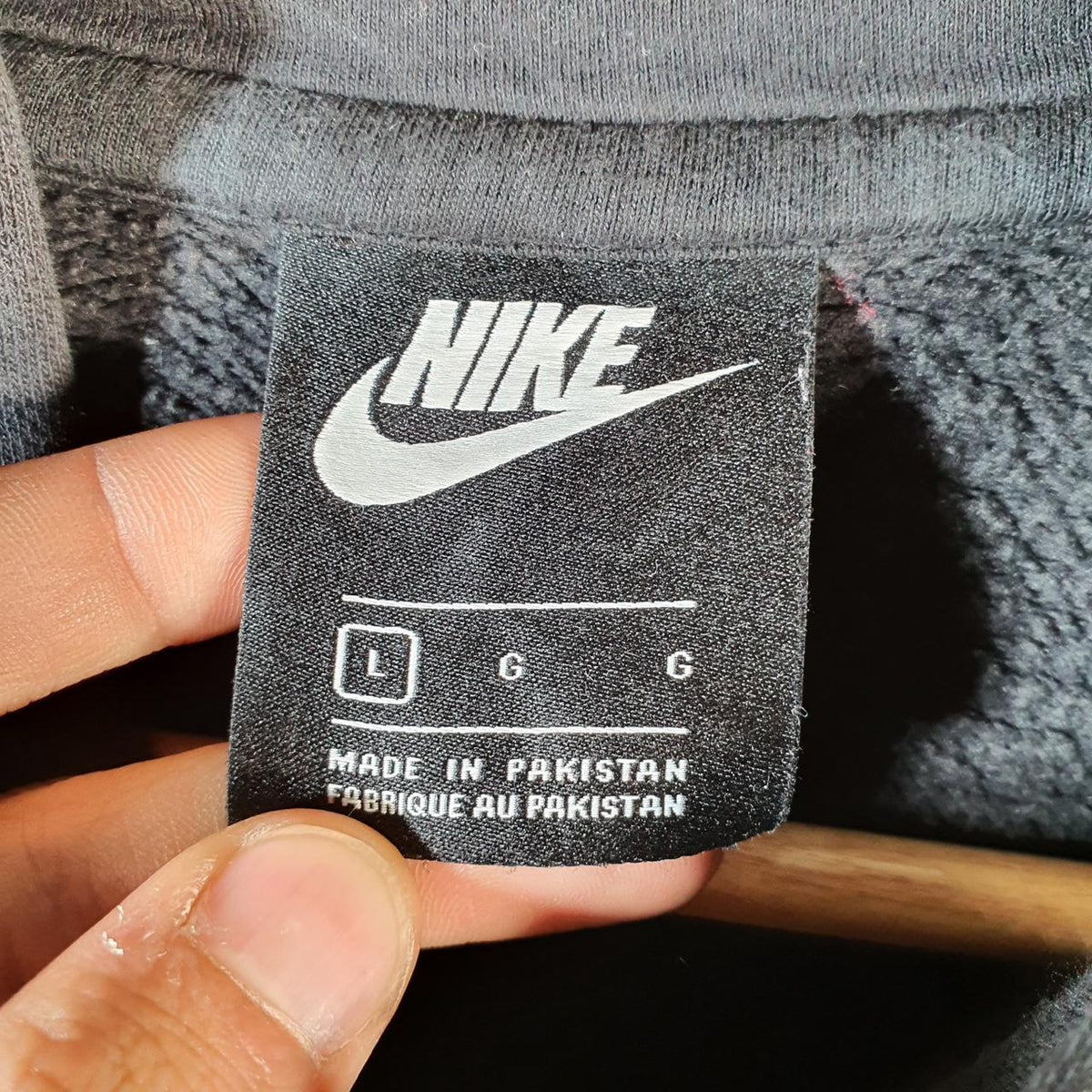 Vintage Nike Just Do It Hoodie Mens Large Black Swoosh Y2K Pullover Logo