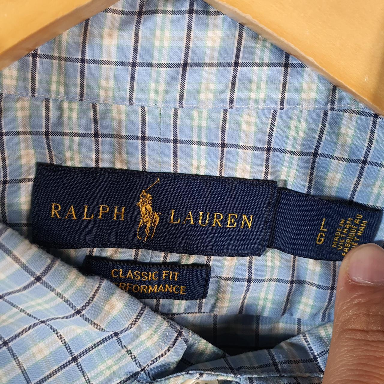 Vintage Ralph Lauren Button Down Shirt Men’s Large Blue Checkered Classic Fit Cotton Pony Big Fish Vintage