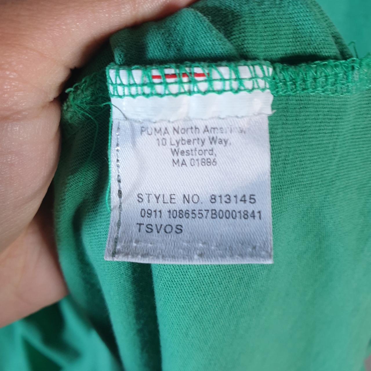 Vintage Puma Spellout T Shirt Mens XL Green Sports Logo Athletic