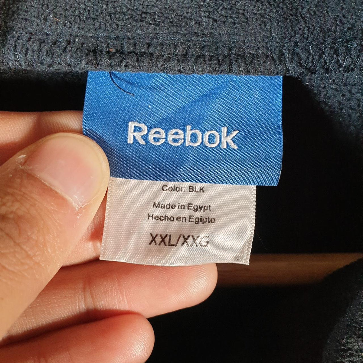 Vintage Reebok Full Zip Fleece Sweatshirt Mens 2XL Black Logo Winter