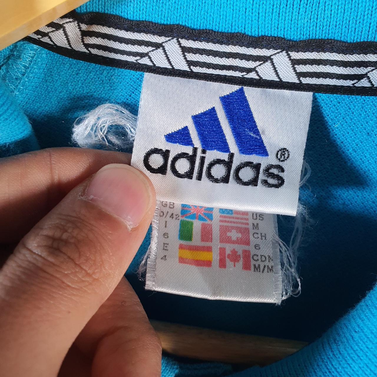 Vintage Adidas Polo Shirt Shirt Shirt Men’s Medium Blue Three Stripes Logo Athletic