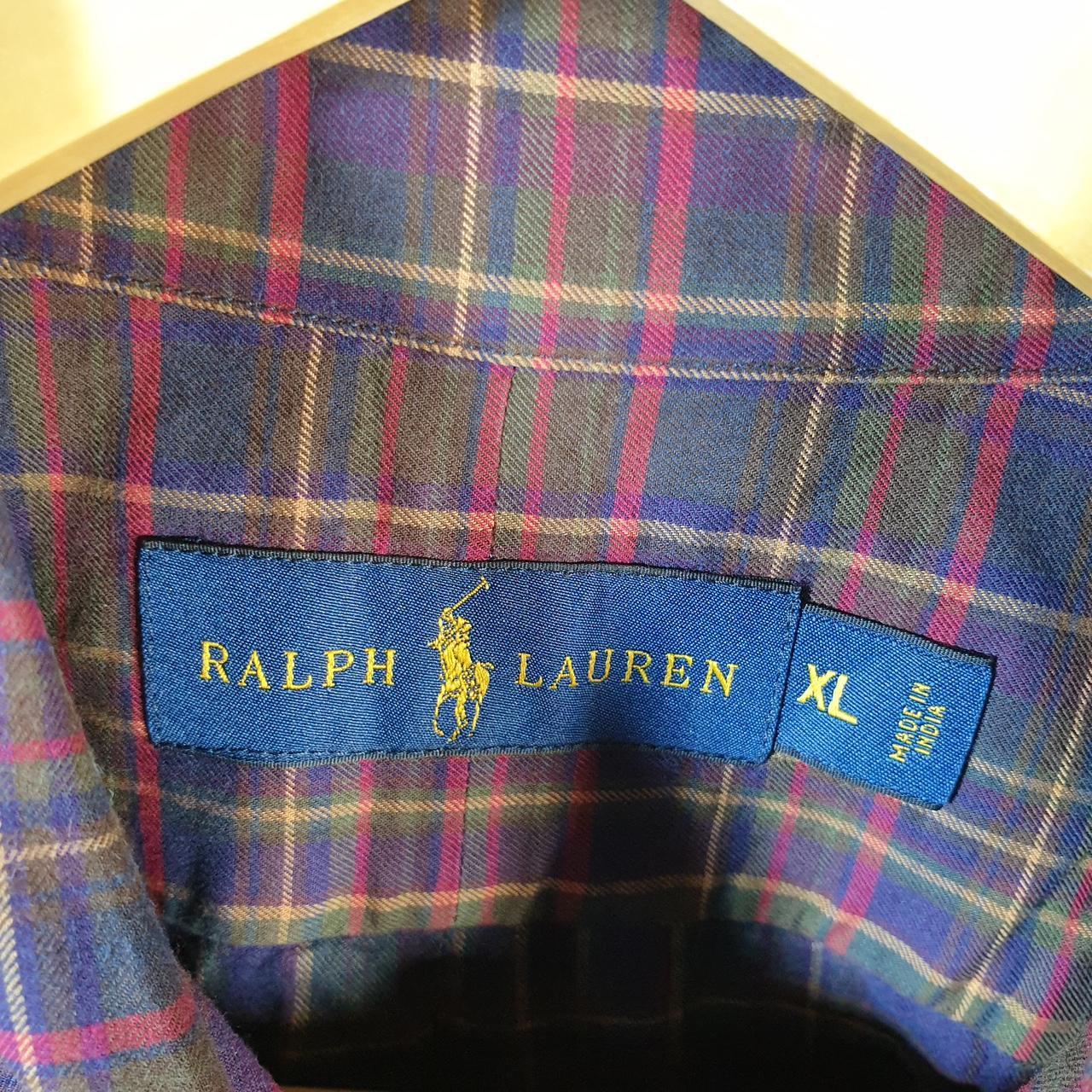 Vintage Ralph Lauren Button Down Shirt Men’s XL Burgundy Checkered Cotton Pony