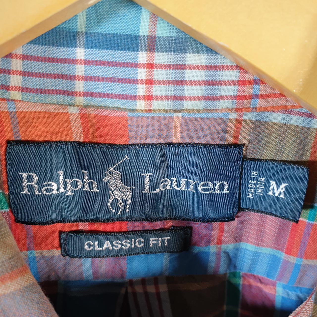 Vintage Ralph Lauren Button Down Shirt Men’s Medium Blue Checkered Classic Fit Cotton Pony