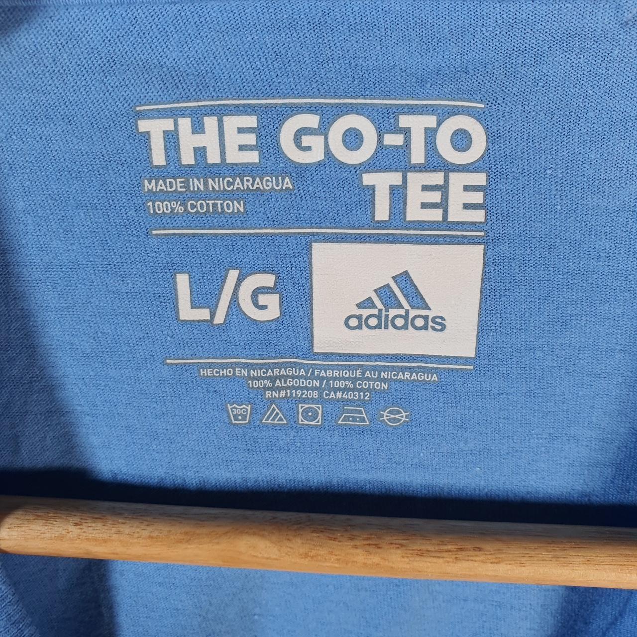 Vintage Adidas Go To Tee T Shirt Men’s Large Blue Three Stripes Logo Athletic