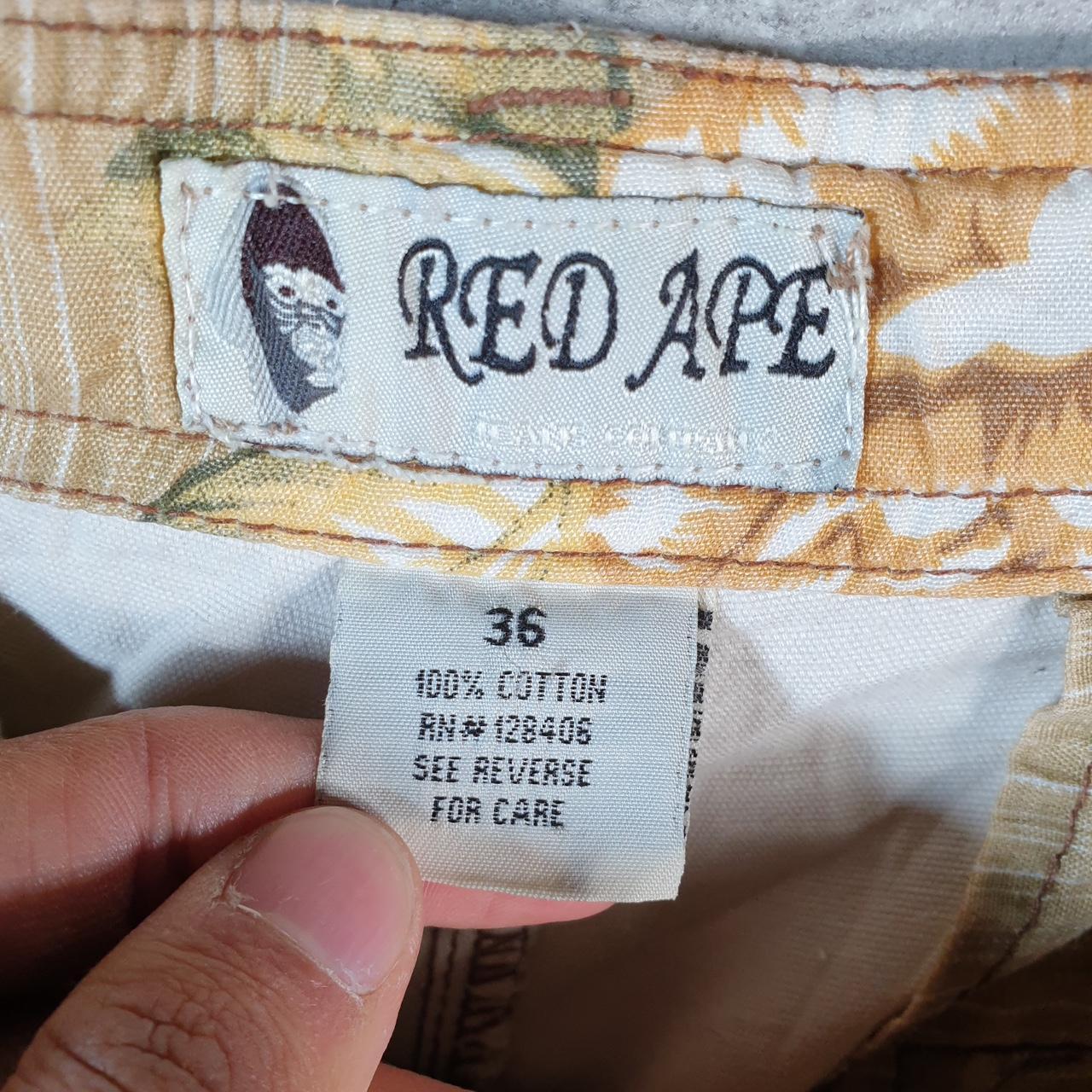 Vintage Red Ape Baggy Y2K Hip Hop Jeans Shorts Jorts Mens W36 Beige Denim USA Big Fish Vintage