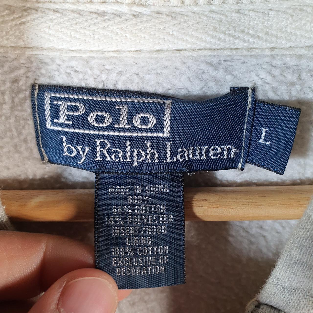 Vintage Ralph Lauren Polo Heavyweight Hoodie Men’s Large Grey Cotton Full Zip Pony