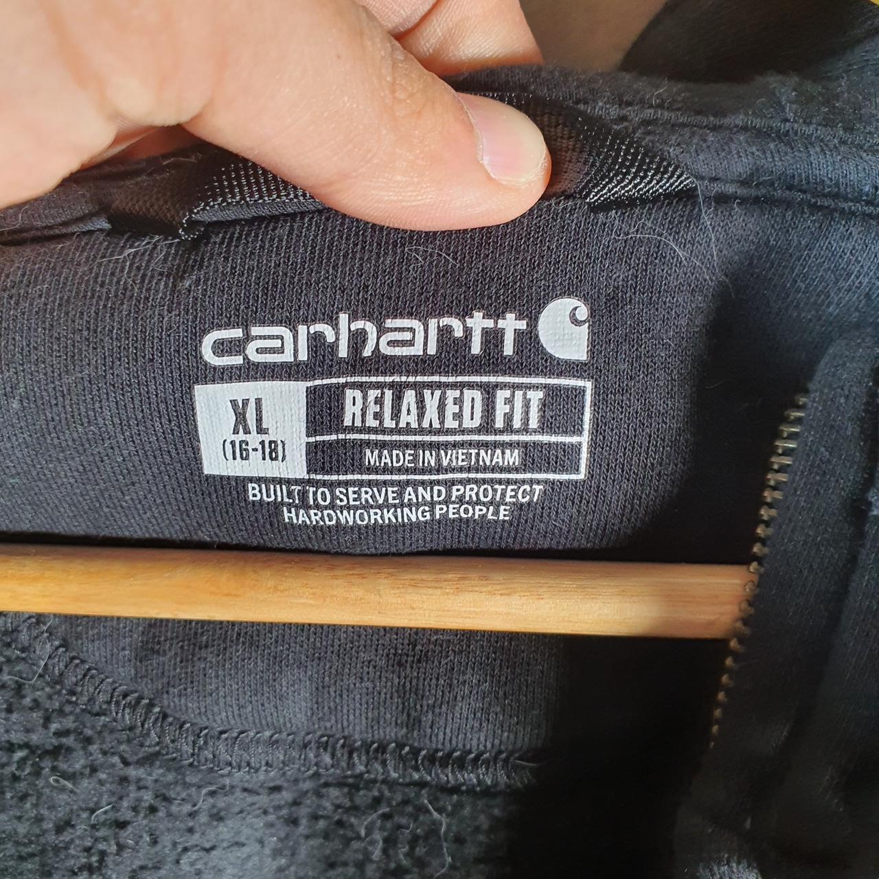 Vintage Carhartt Hoodie Womens XL Black Full Zip Blank USA Original Fit