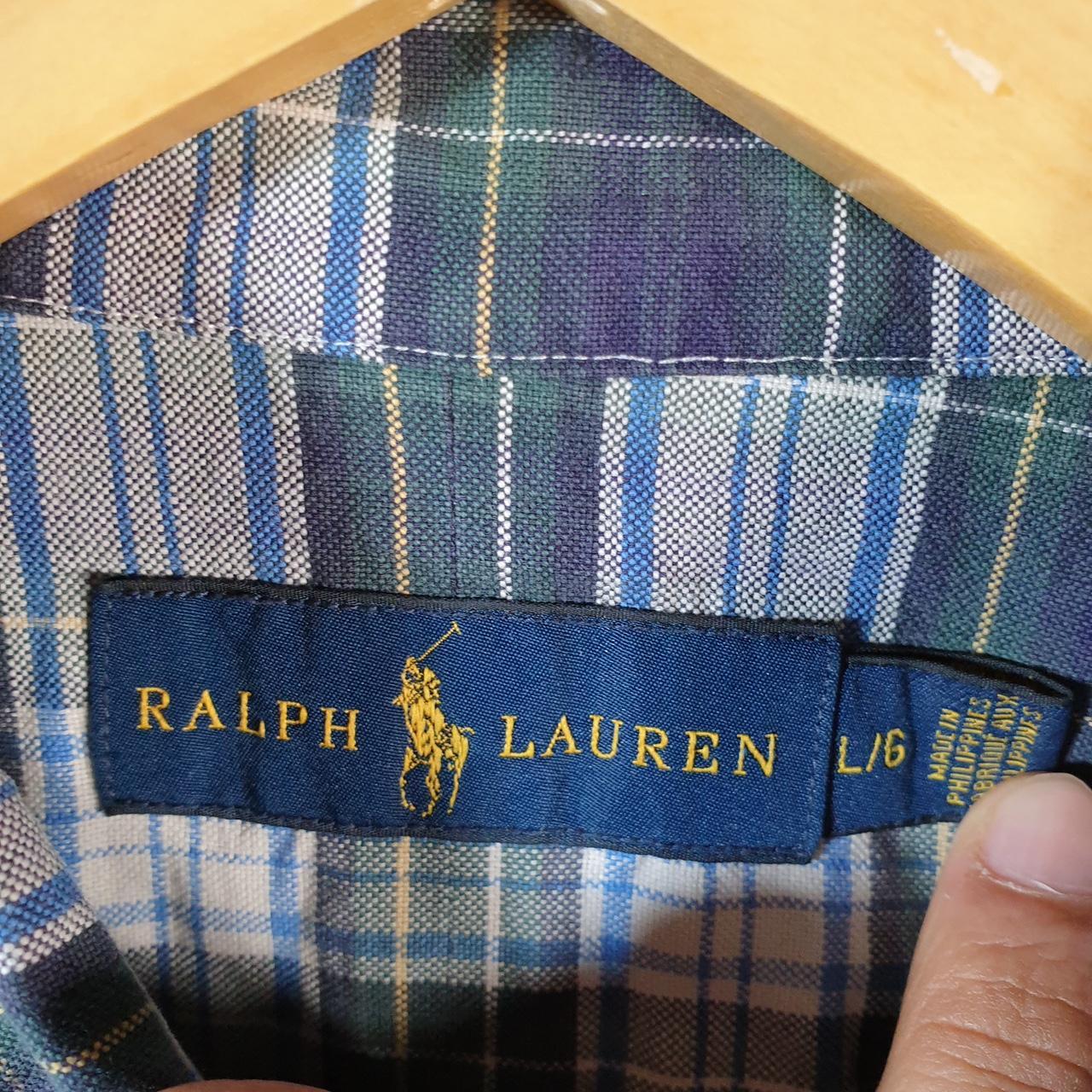 Vintage Ralph Lauren Button Down Shirt Men’s Large Blue Checkered Pony Casual C8080