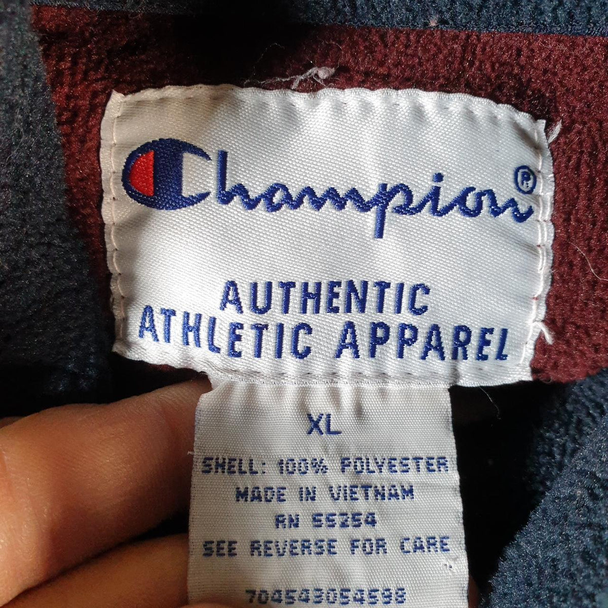 Vintage Champion 1/4 Zip Fleece Pullover Sweatshirt Mens XL Burgundy Embroidered Logo