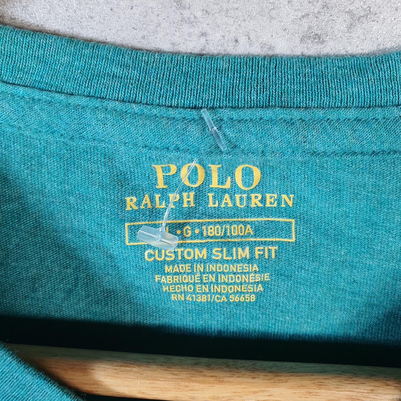 Vintage Ralph Lauren Polo T Shirt Men’s Large Blue Embroidered Pony Custom Slim Fit C9124