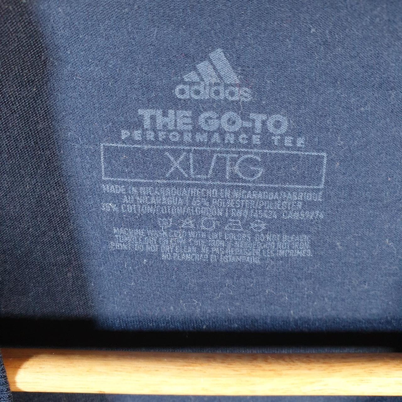 Vintage Adidas Go To Performance Tee T Shirt Men’s XL Navy Blue Three Stripes Athletic