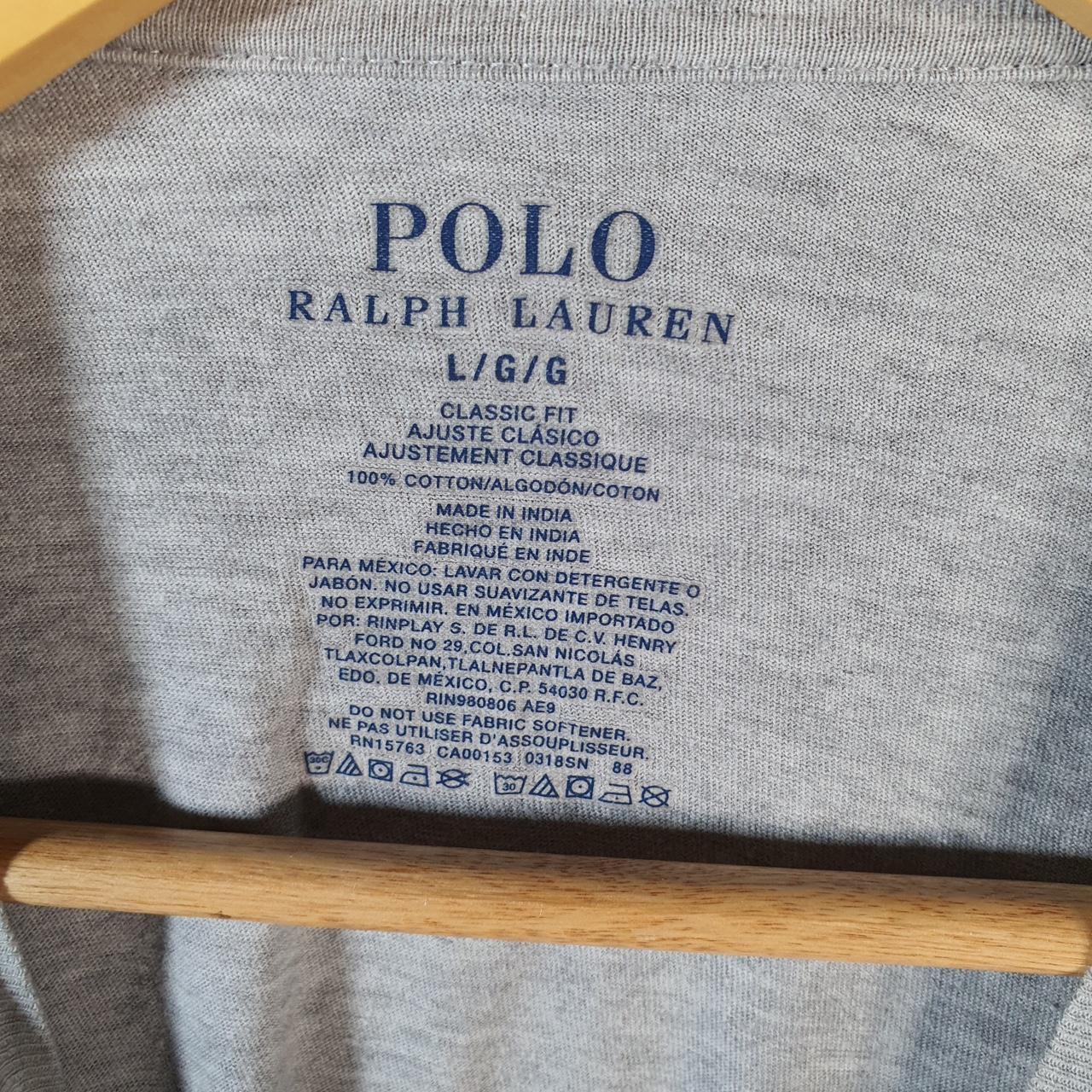 Vintage Ralph Lauren Polo T Shirt Men’s Large Grey Embroidered Pony Classic Fit C9100