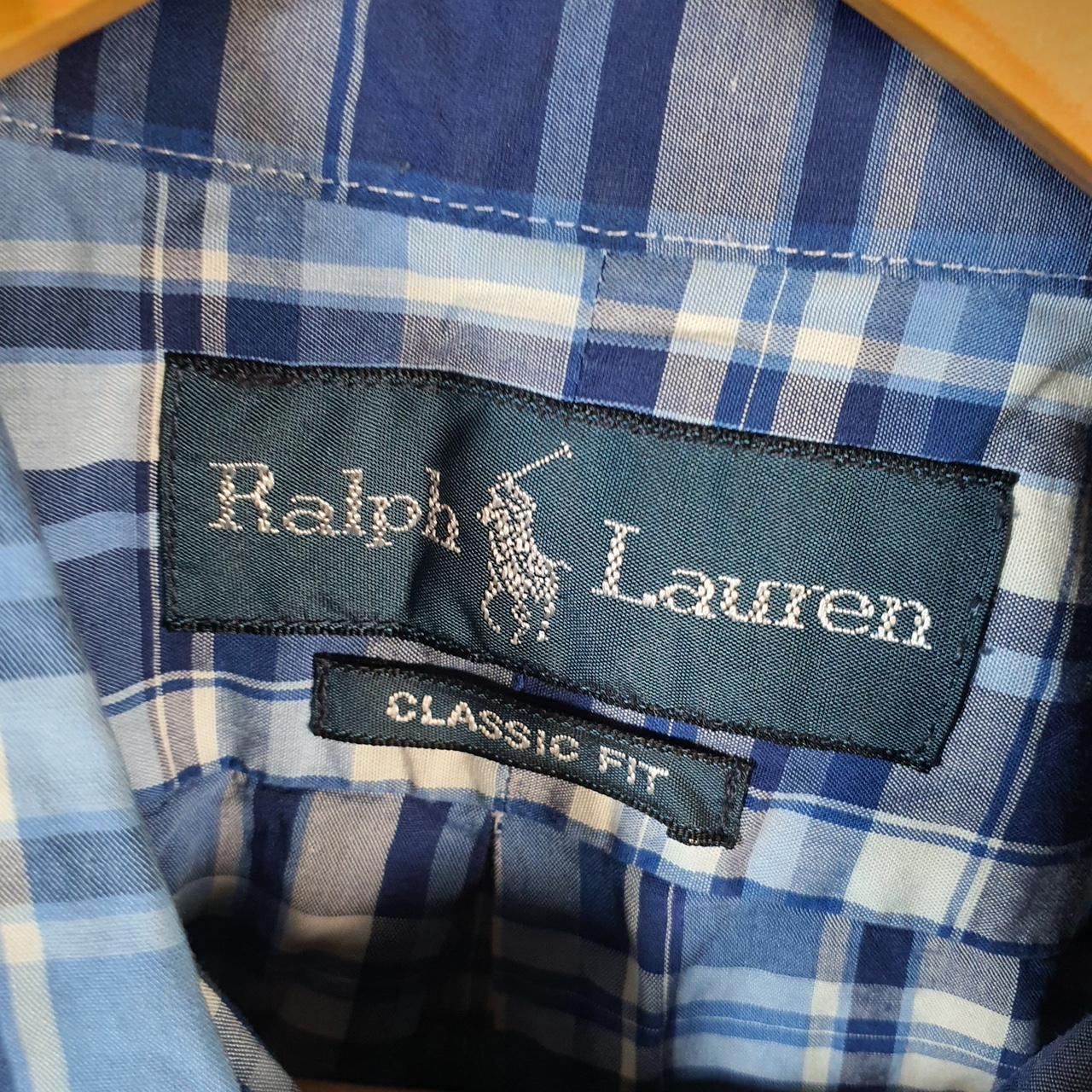 Vintage Ralph Lauren Button Down Shirt Men’s Large Blue Short Sleeve Pony Cotton