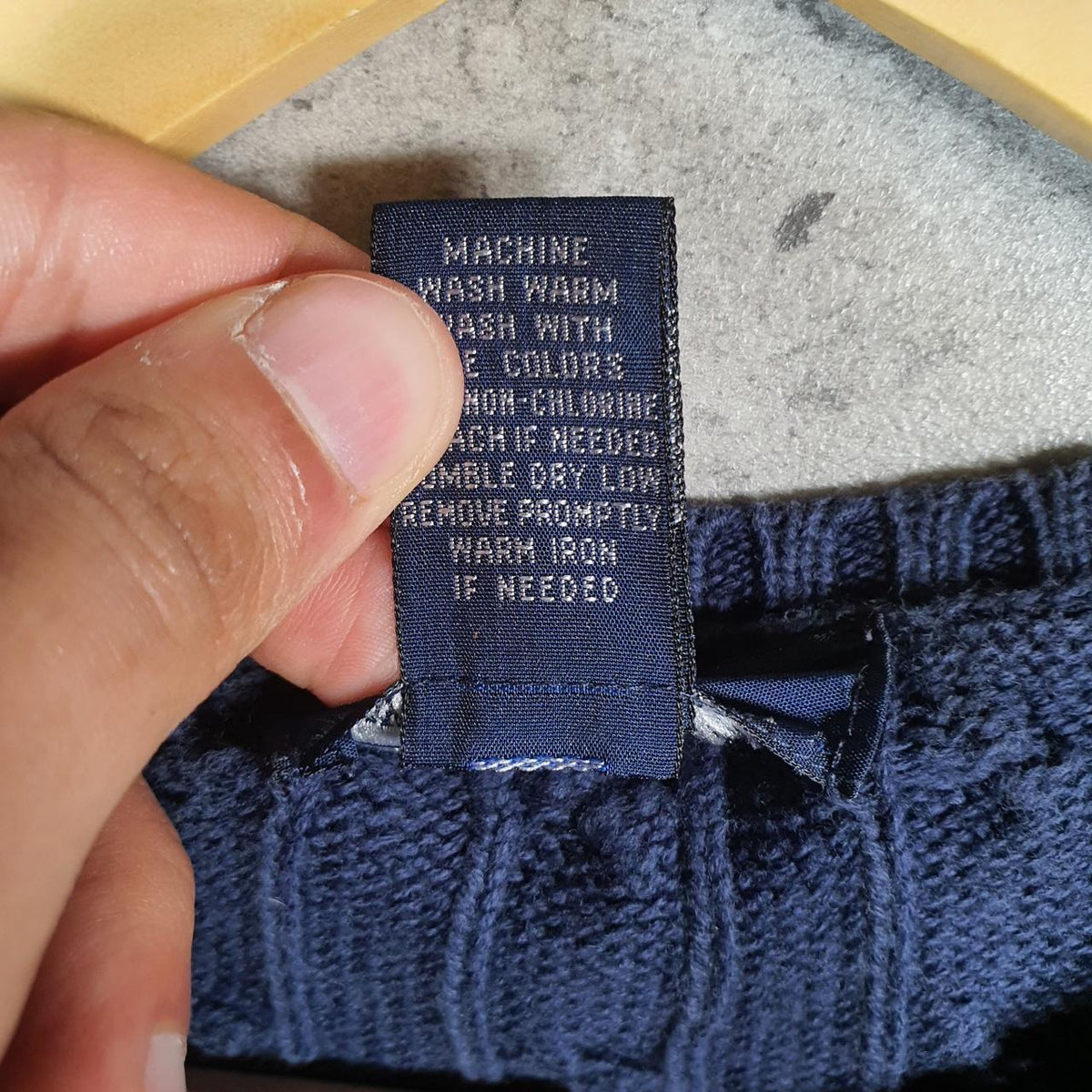 Vintage Ralph Lauren Polo Cable Knit Heavyweight Sweatshirt Womens XL Blue Pony C8868