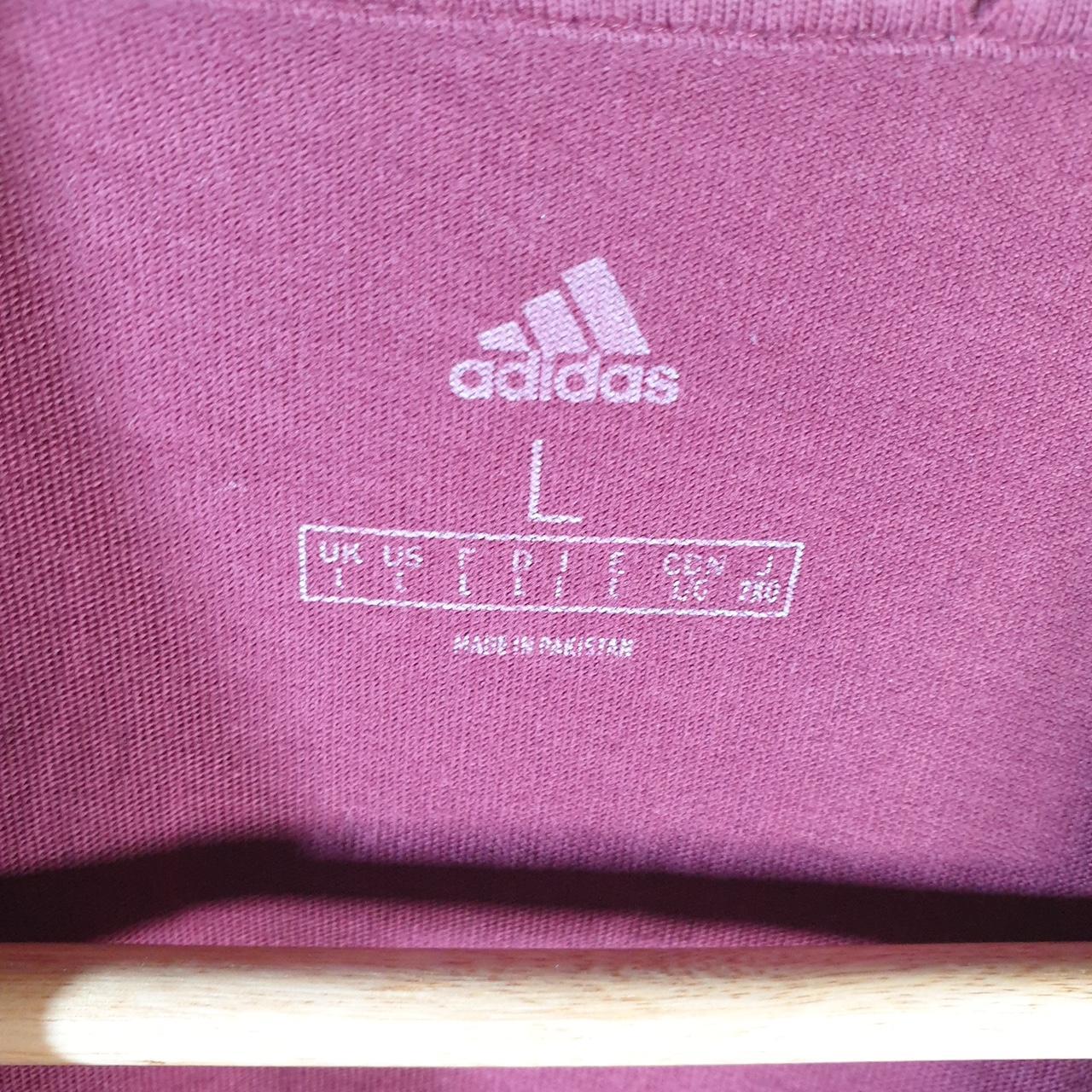 Vintage Adidas Soccer T Shirt Men’s Large Burgundy Red Three Stripes Logo Athletic