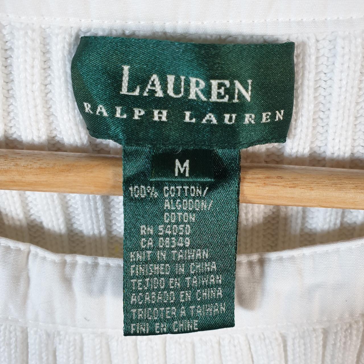 Vintage Ralph Lauren Polo Cable Knit Sweatshirt Womens Medium White Pony