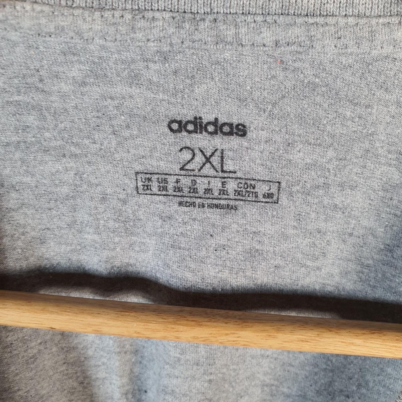 Vintage Adidas Spellout Retro T Shirt Men’s 2XL Grey Three Stripes Logo