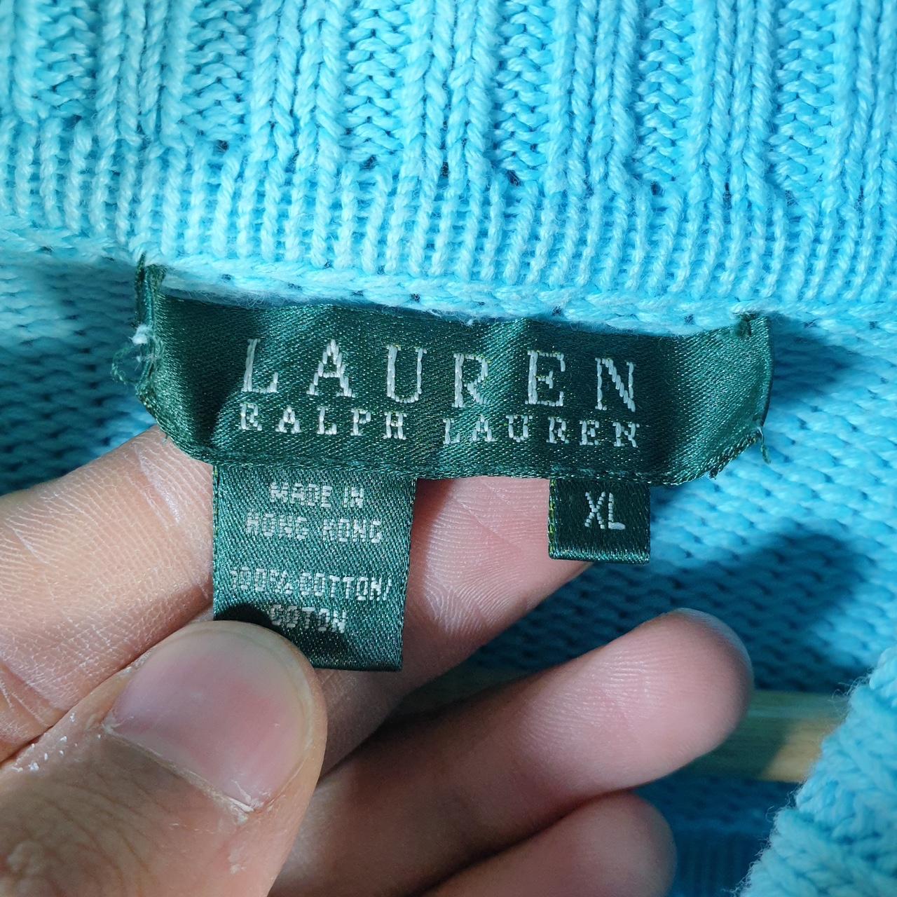 Vintage Ralph Lauren Polo Knit Sweater Womens XL Blue Cotton Pullover