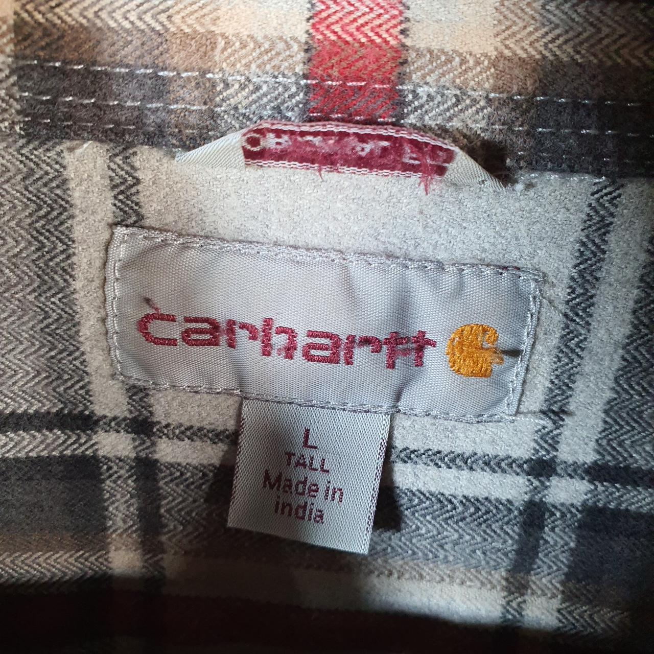 Vintage Carhartt Shirt Button Down Mens Large Grey Checkered Chore Utility Relaxed - Big Fish Vintage