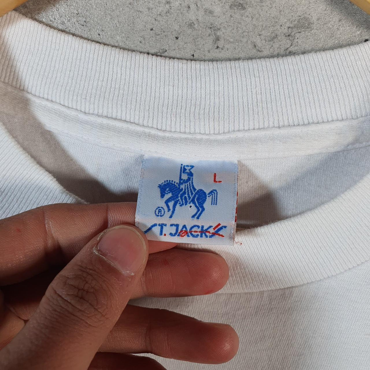 Vintage St Jacks USA El Salvador Single Stitch T Shirt Men’s Large White Big Fish Vintage