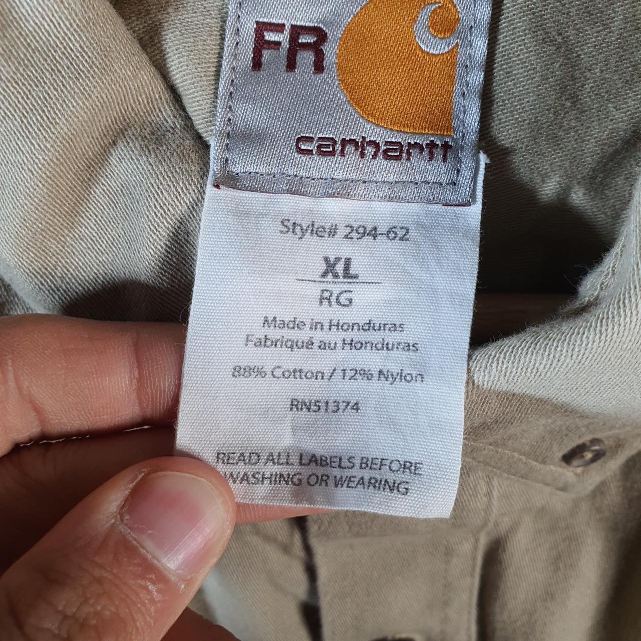 Vintage Carhartt FR Shirt Button Down Mens XL Brown Long Sleeve Chore Utility Relaxed