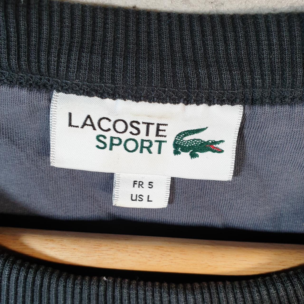 Vintage Lacoste Sweatshirt Men’s Large Black Pullover Logo Y2K Jumper Logo