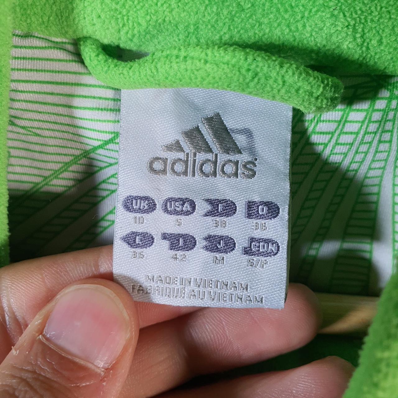 Vintage Adidas Full Zip Fleece Sweatshirt Womens UK10 Green Spellout Logo Winter