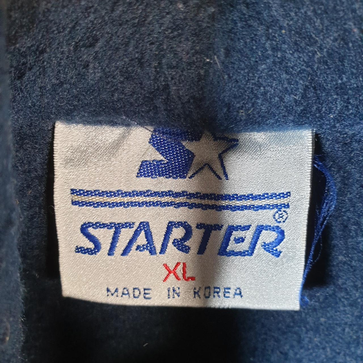 Vintage Starter 90s Korea Michigan 1/4 Zip Fleece Sweatshirt Mens XL Navy Blue Logo