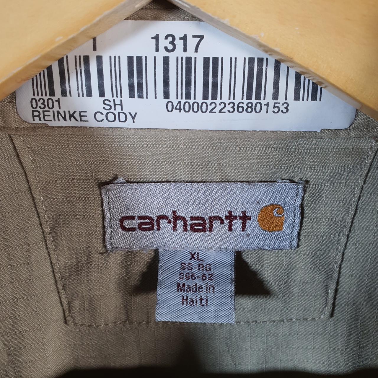 Vintage Carhartt Shirt Button Down Mens XL Brown Short Sleeve Chore Utility Relaxed - Big Fish Vintage