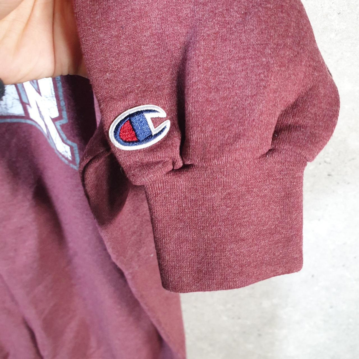Vintage Champion Sweatshirt Men’s Large Burgundy USA Pullover Ozarks College Cheer
