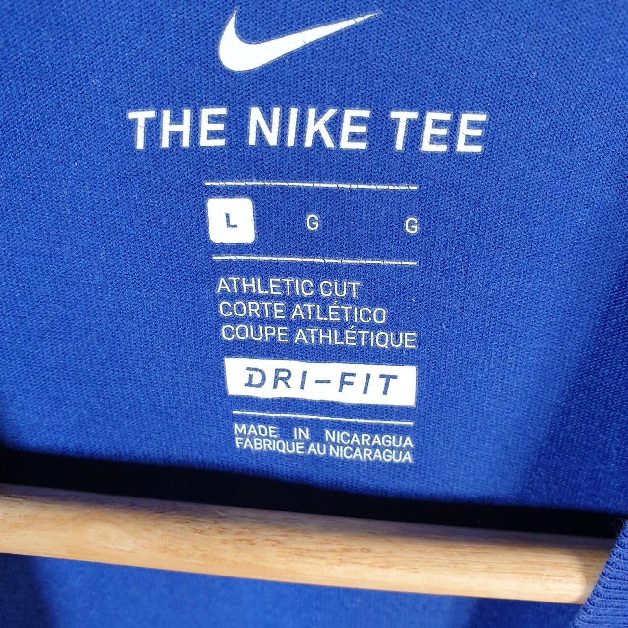 Vintage Nike Spellout Club Dri Fit T Shirt Men’s Large Blue Logo Swoosh Athletic