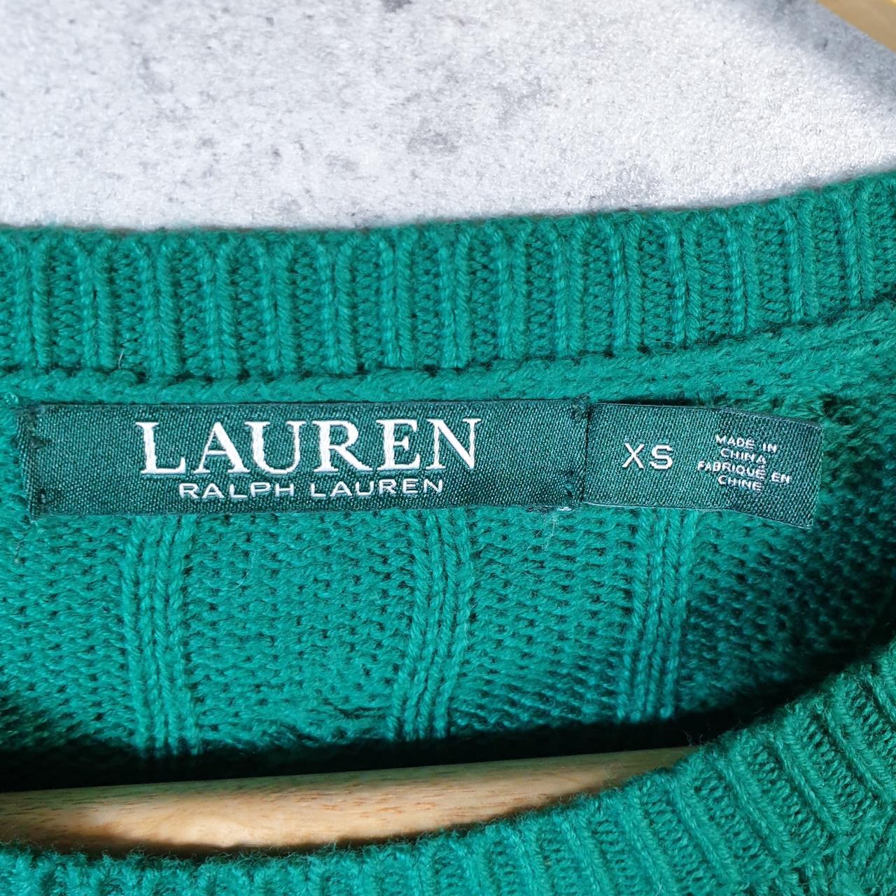 Vintage Ralph Lauren Polo Cable Knit Sweatshirt Womens XS Green Pony