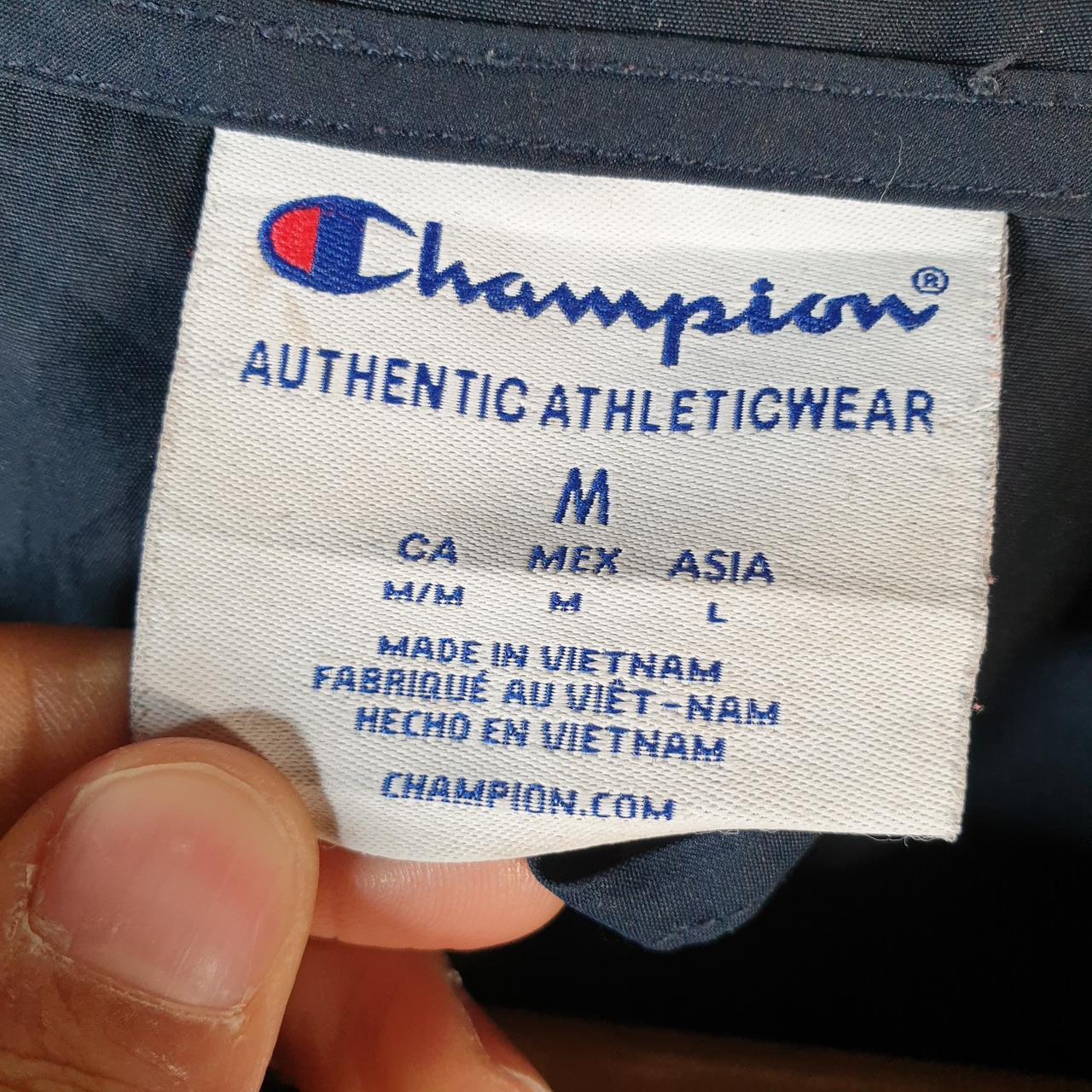 Vintage Champion Windbreaker Mens Medium Navy Blue 1/4 Zip