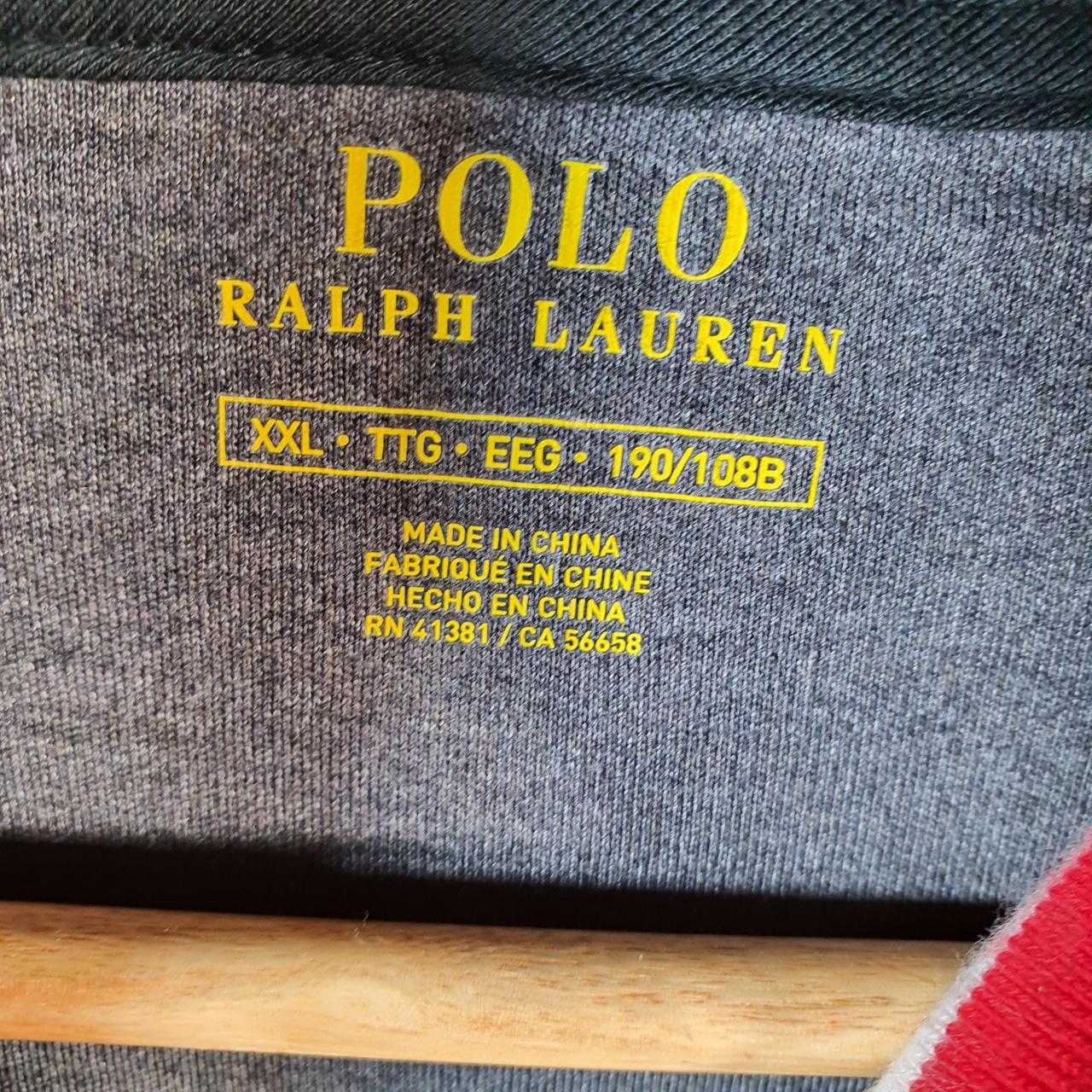 Vintage Ralph Lauren Polo P Crest Badge Sweatshirt Men’s 2XL Grey Cotton Full Zip Pony