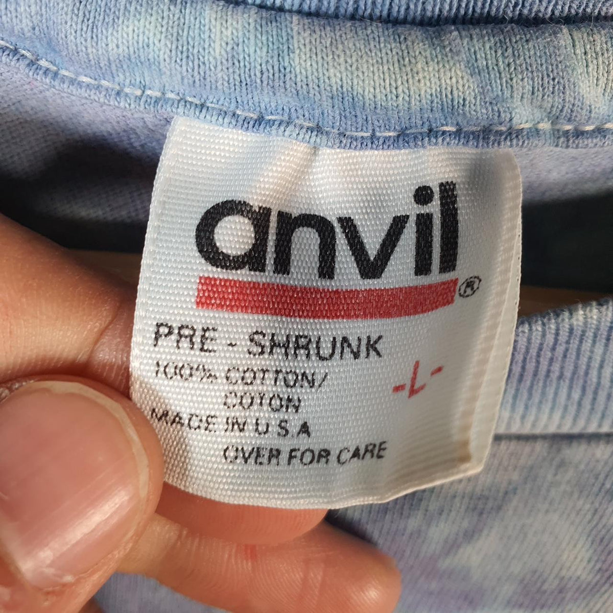 Vintage Anvil USA Graphic Tie Dye Single Stitch T Shirt Men’s Large Blue Big Fish Vintage