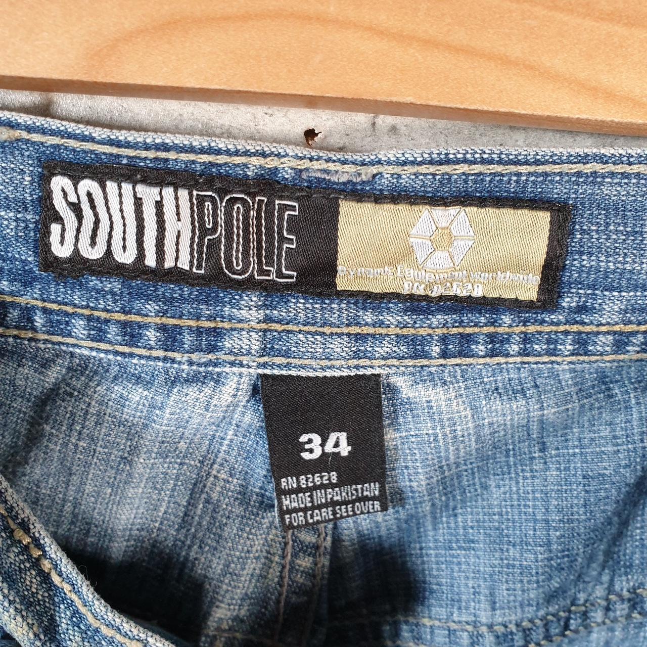 Vintage Southpole Baggy Y2K Hip Hop Jeans Shorts Jorts Mens W34 Blue Denim USA Big Fish Vintage