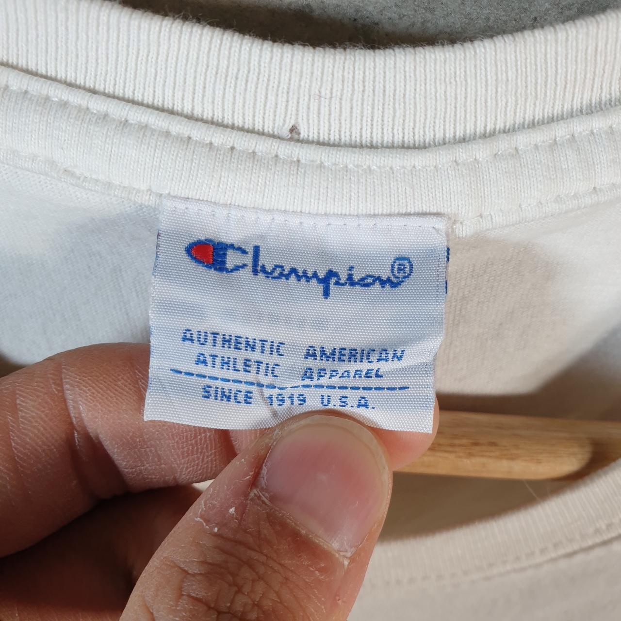 Vintage Champion T Shirt Womens Medium White Spellout Logo