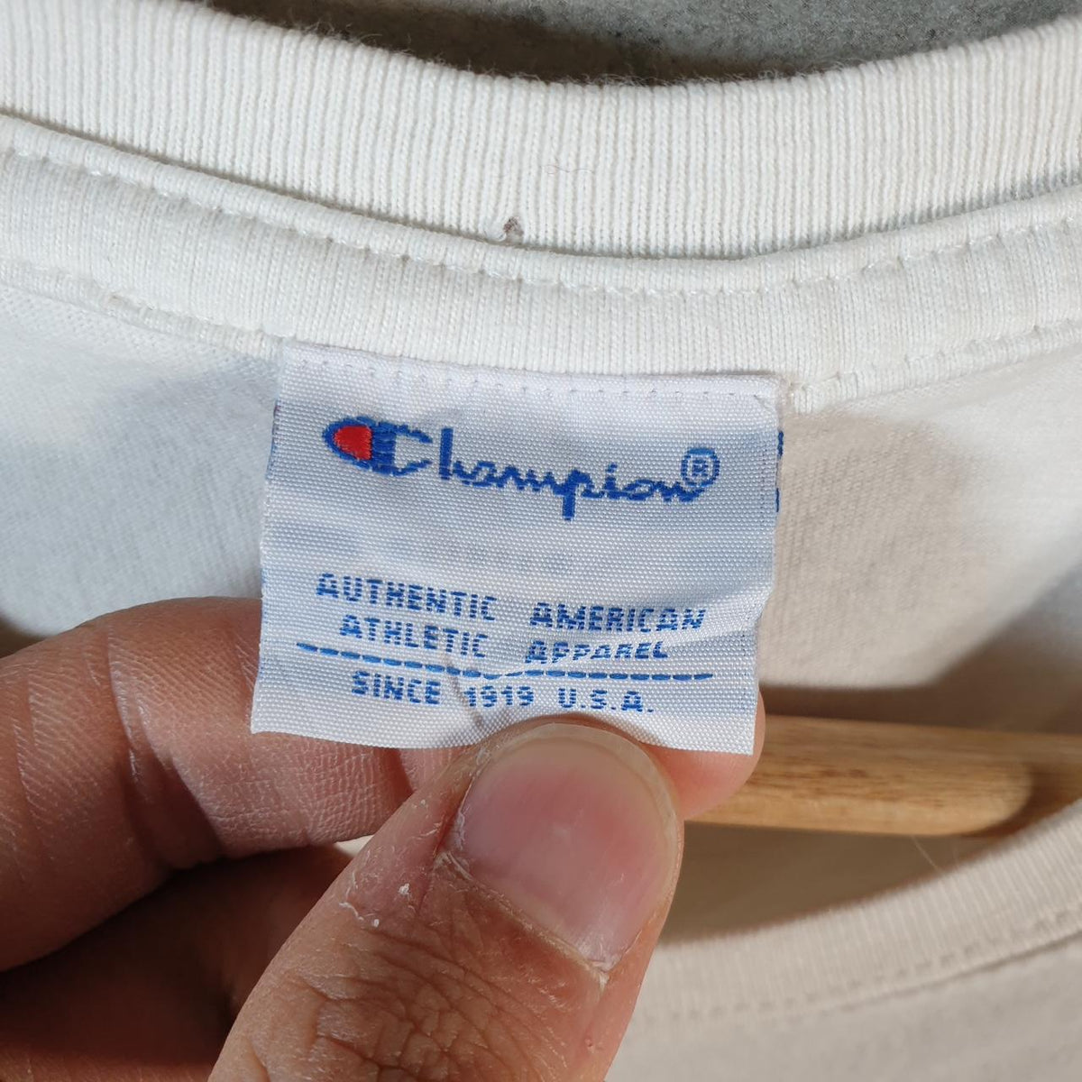 Vintage Champion T Shirt Womens Medium White Spellout Logo