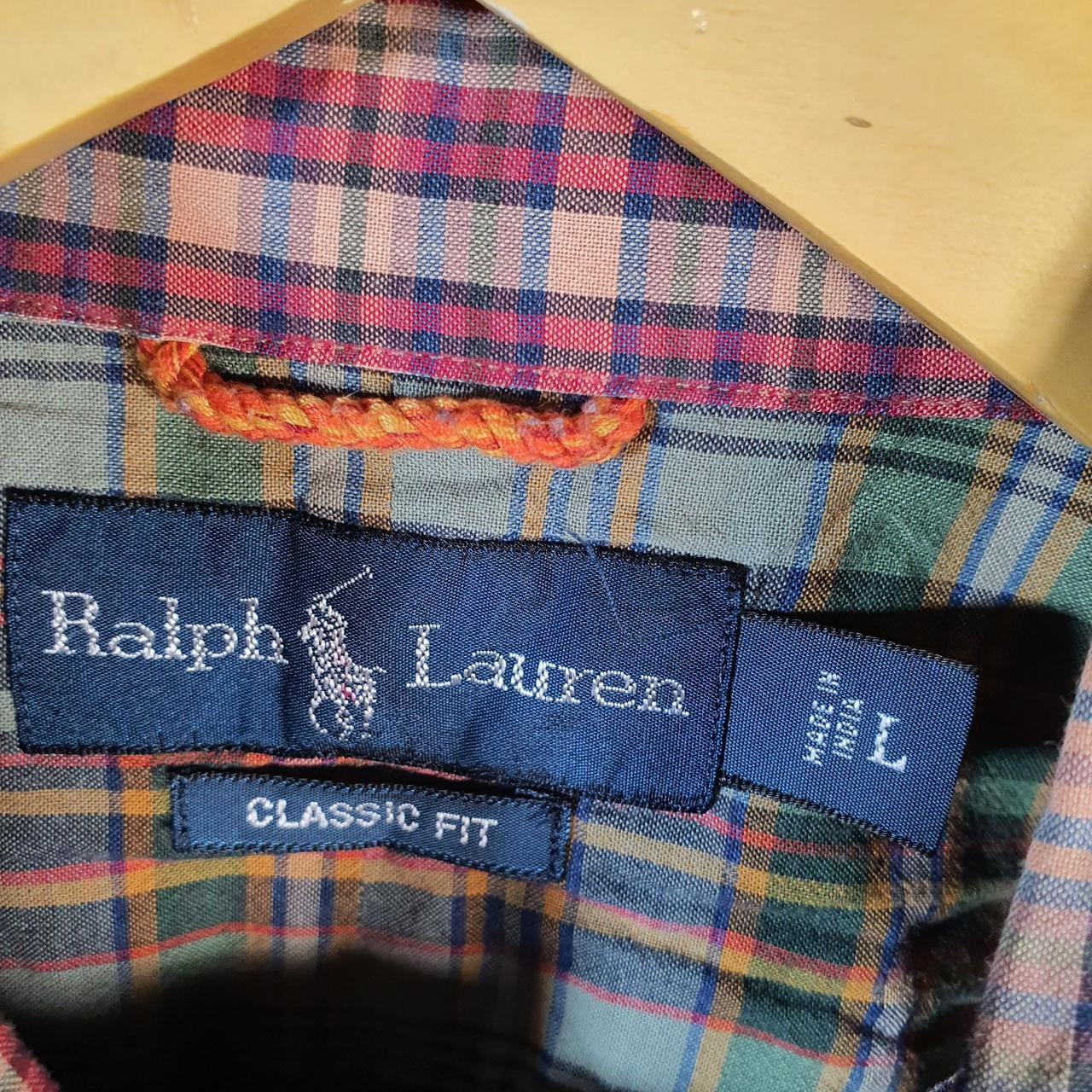 Vintage Ralph Lauren Button Down Shirt Men’s Large Checkered Classic Fit Pony Cotton