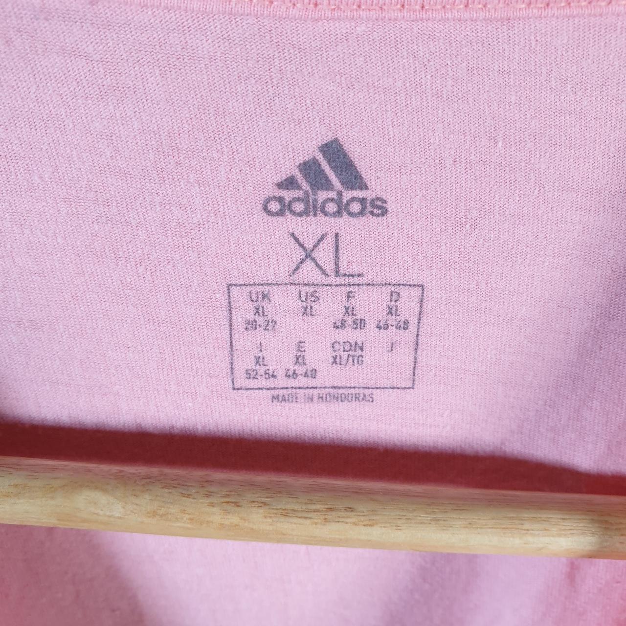 Vintage Adidas Spellout T Shirt Womens XL Pink Three Stripes Logo Athletic