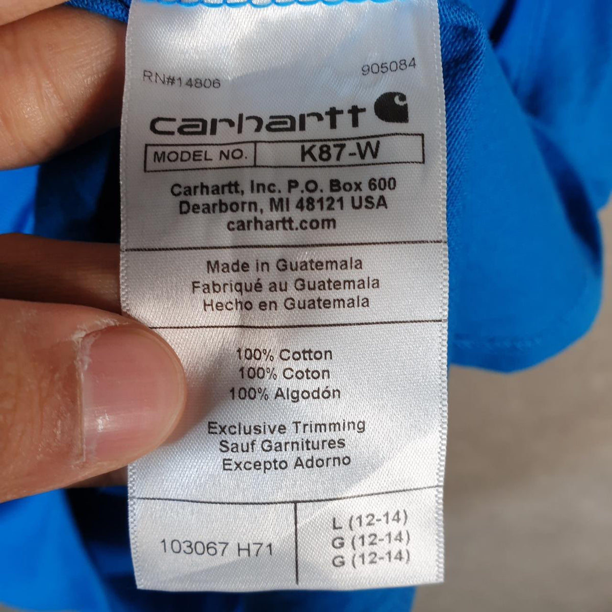 Vintage Carhartt Pocket T Shirt Women’s Large Blue Workwear Chore Utility Loose Fit C9203