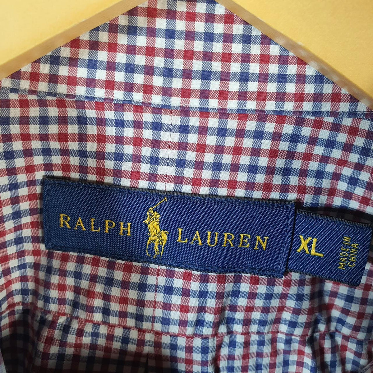 Vintage Ralph Lauren Button Down Shirt Men’s XL Red Checkered Classic Fit Cotton Pony