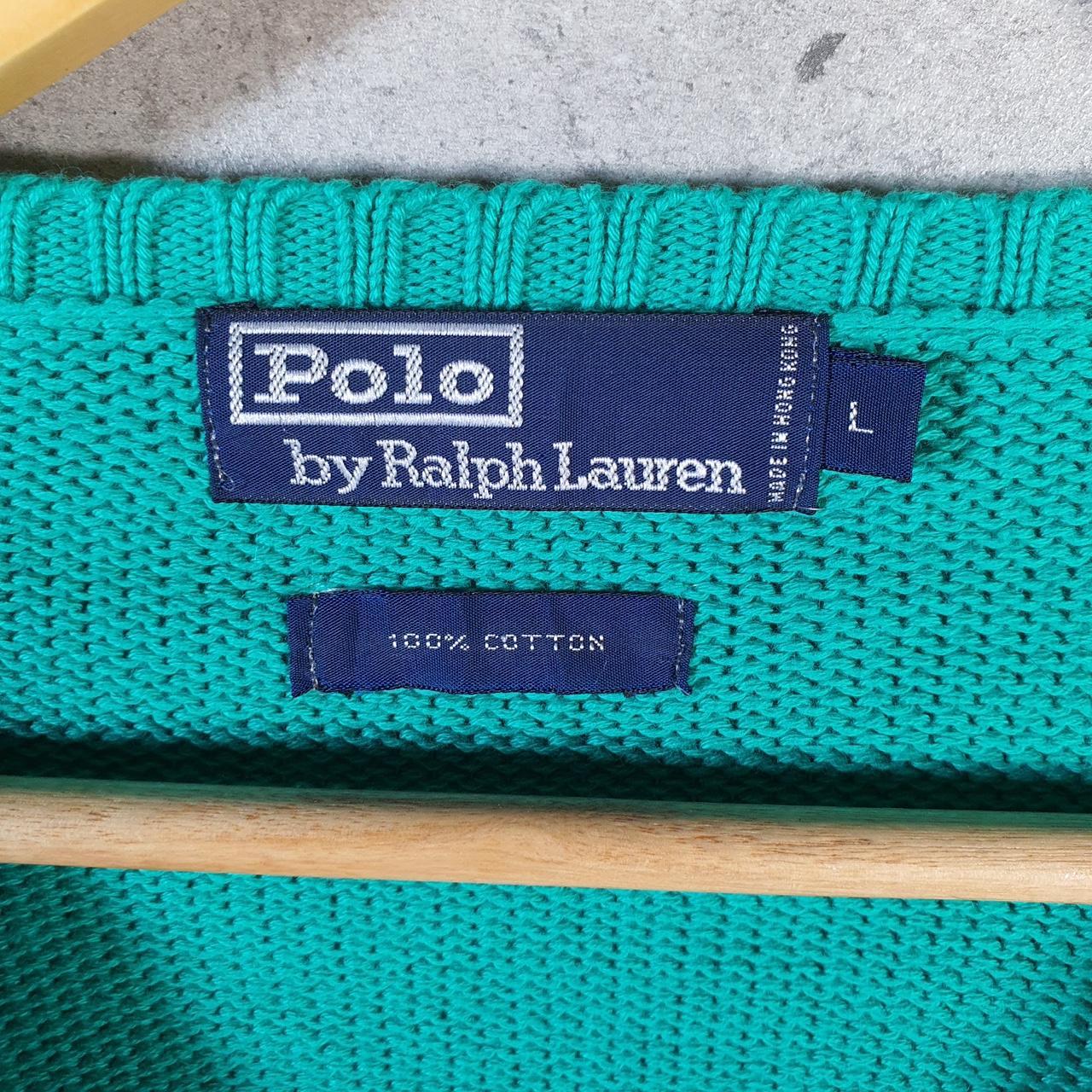 Vintage Ralph Lauren Polo Knit Sweatshirt Men’s Large Blue Cotton Pullover Pony