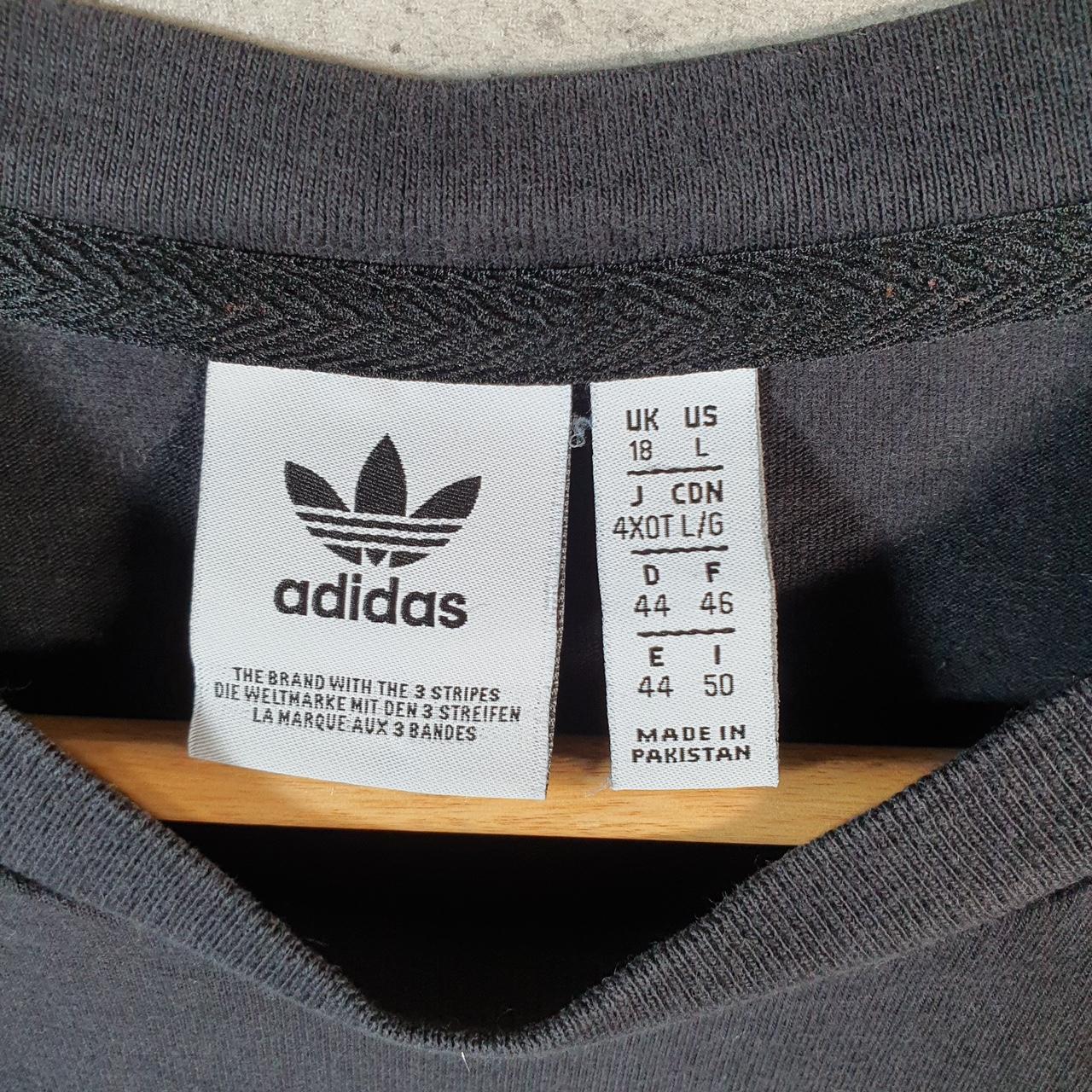 Vintage Adidas Spellout Trefoil Retro T Shirt Womens Large Black Logo Athletic