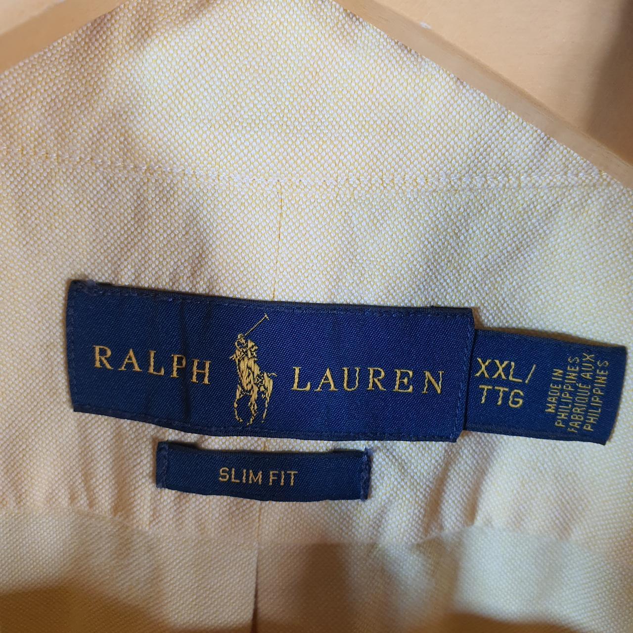 Vintage Ralph Lauren Button Down Shirt Men’s 2XL Yellow Slim Fit Cotton Pony