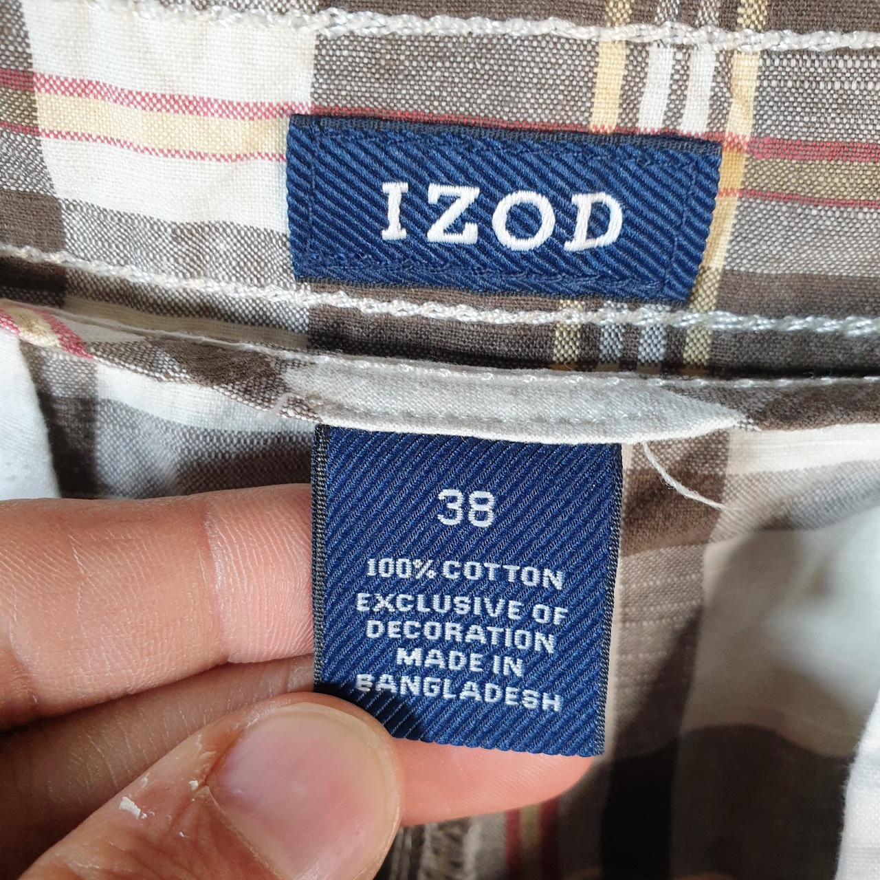 Vintage Izod Shorts Jorts Cargo Men’s W38 Checkered Chino Pockets Baggy Cotton
