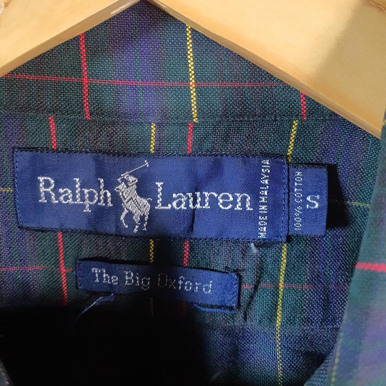 Vintage Ralph Lauren Button Down Shirt Men’s Small Green Checkered Big Oxford Pony Casual C8484