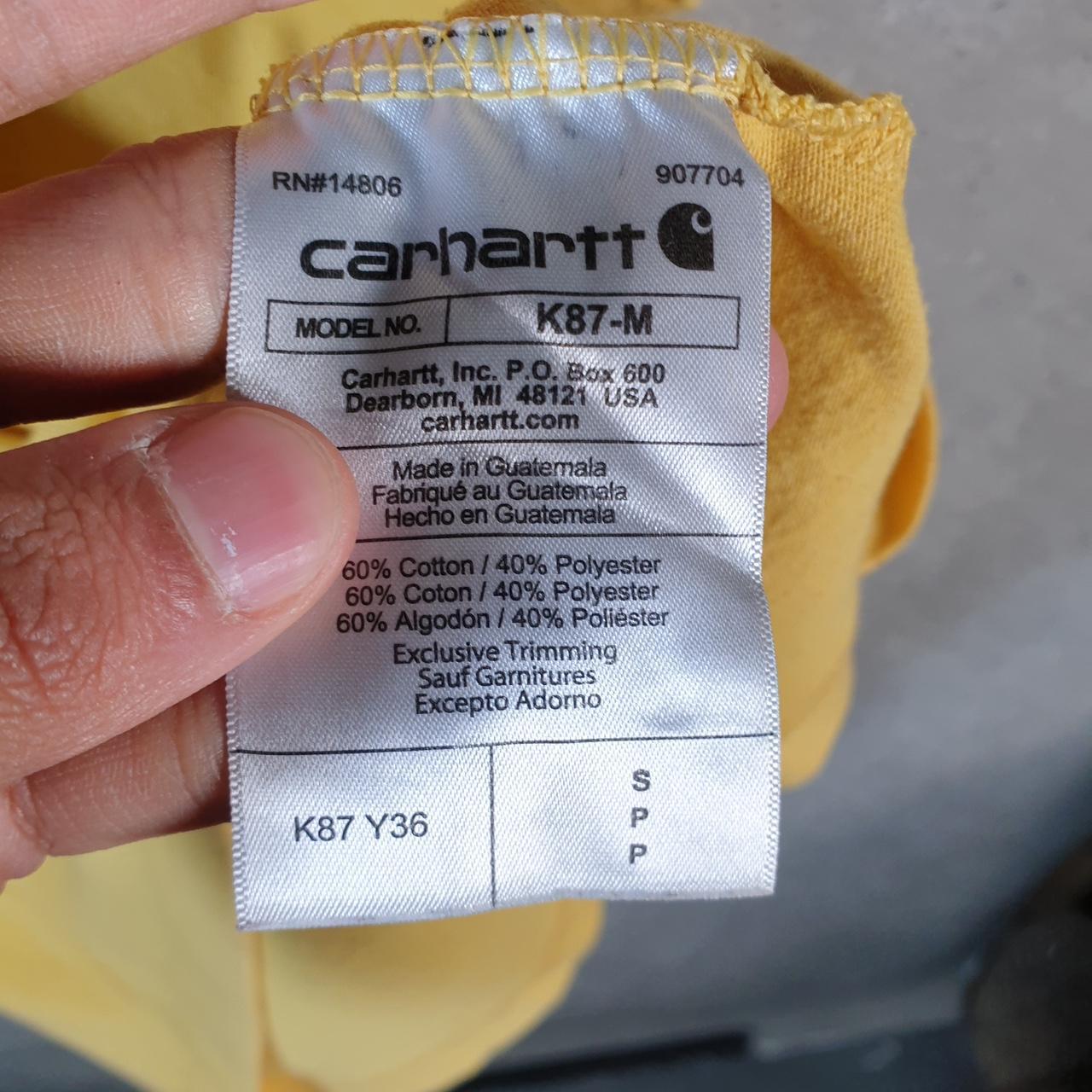 Vintage Carhartt Pocket T Shirt Men’s Small Yellow Workwear Chore Utility Loose Fit C9342