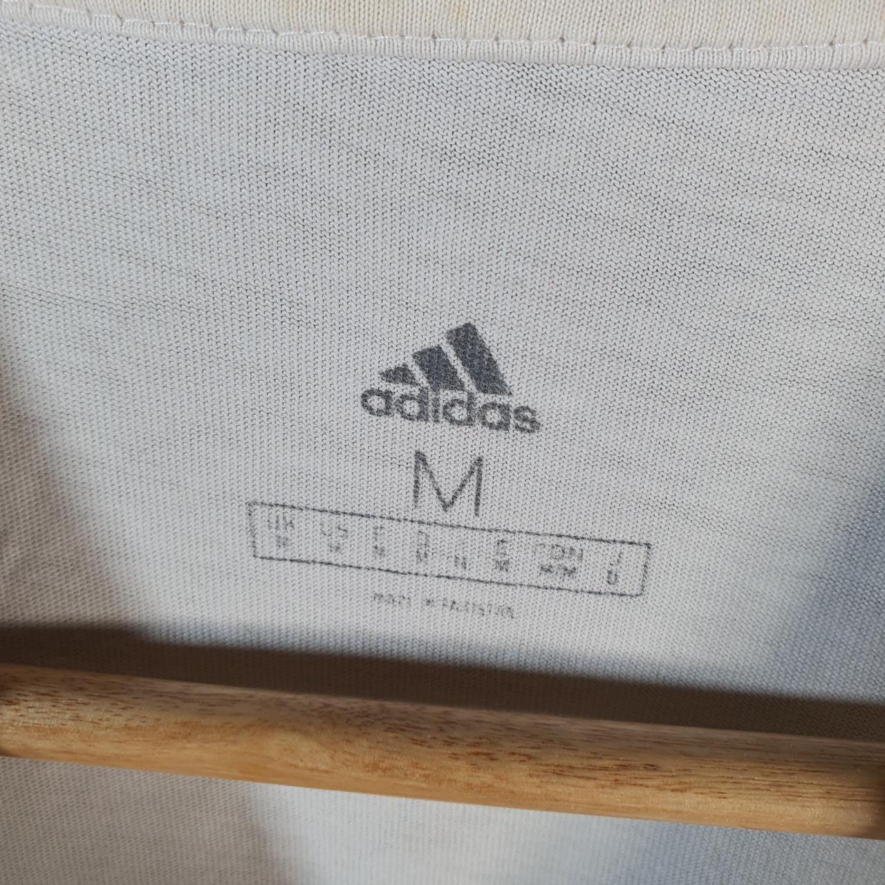 Vintage Adidas Spellout Tee T Shirt Mens Medium White Three Stripes Logo Athletic