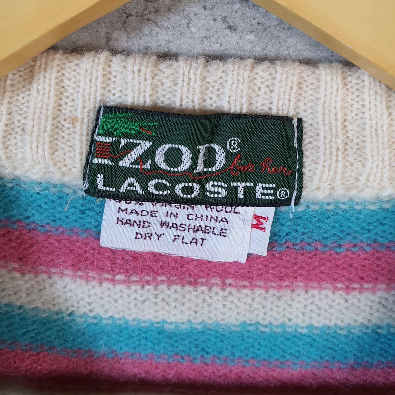 Vintage Izod Lacoste Knit Sweater Womens Small Striped Logo Y2K Jumper Logo